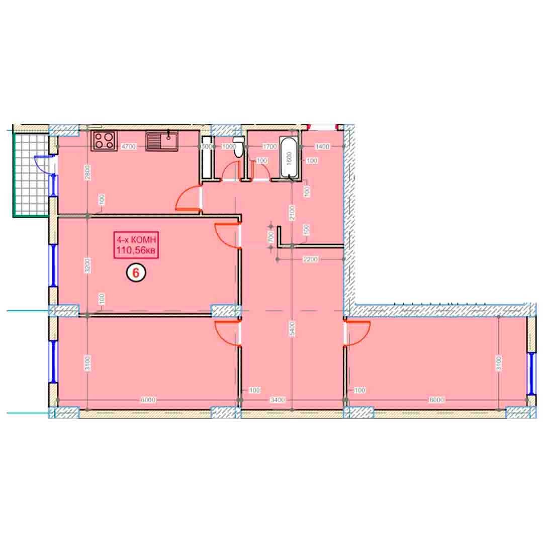 4-xonalik 110,56 m²